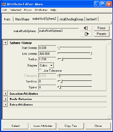 Изменение параметров тора в окне диалога Attribute Editor