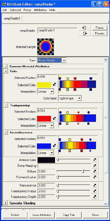 Окно диалога Attribute Editor
